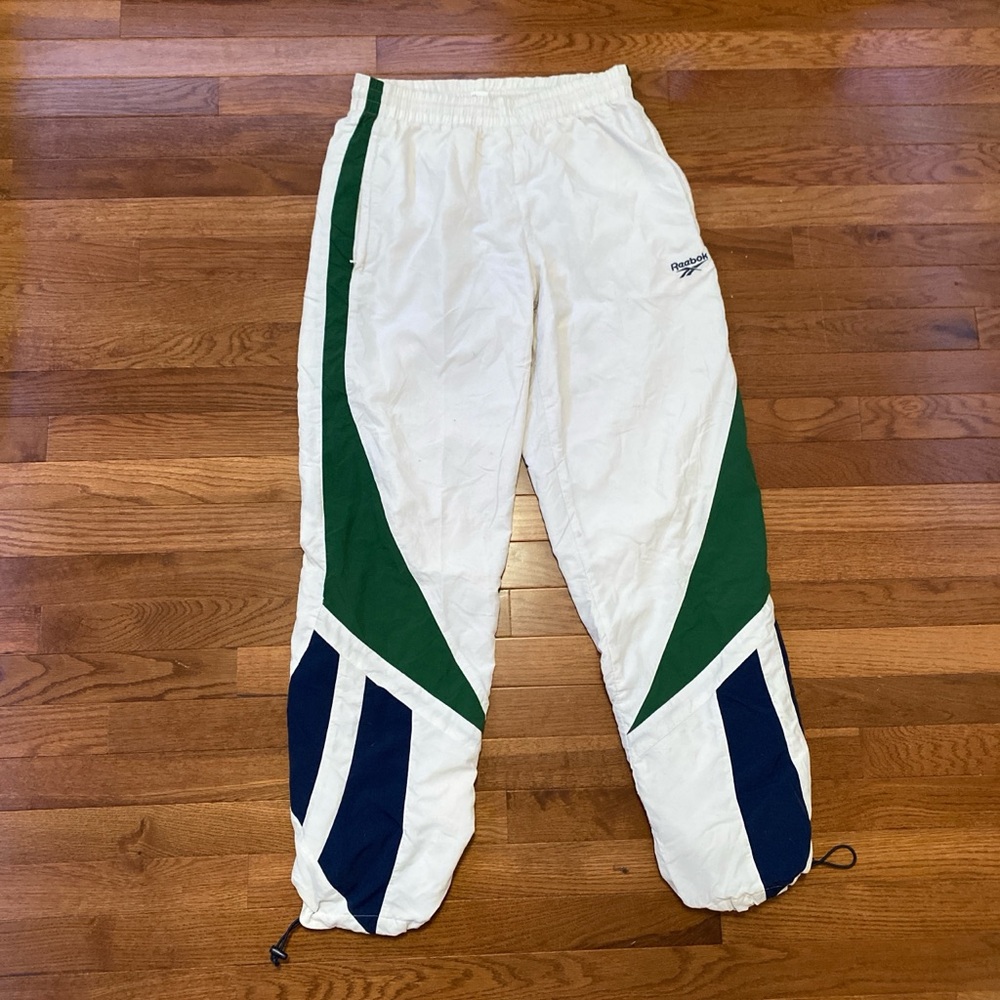 reebok vintage white colorblock track windbreaker pants